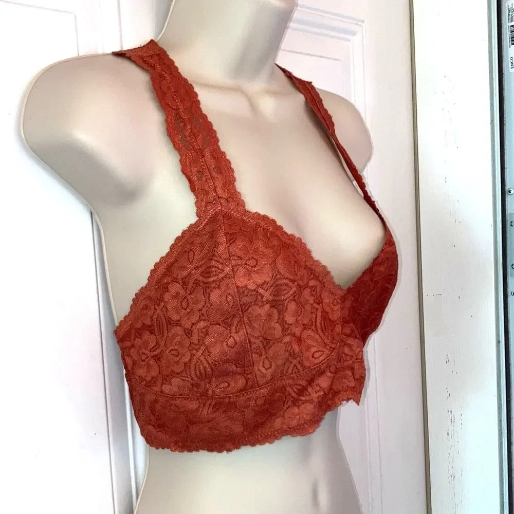 INTIMATELY FREE PEOPLE Lace Racerback Bralette Orange Rust Womens Medium